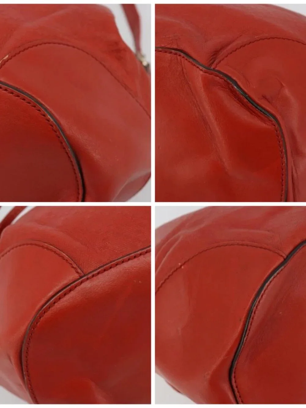 GUCCI Diamante Shoulder Bag Leather Red Gold 354229 Auth 181220